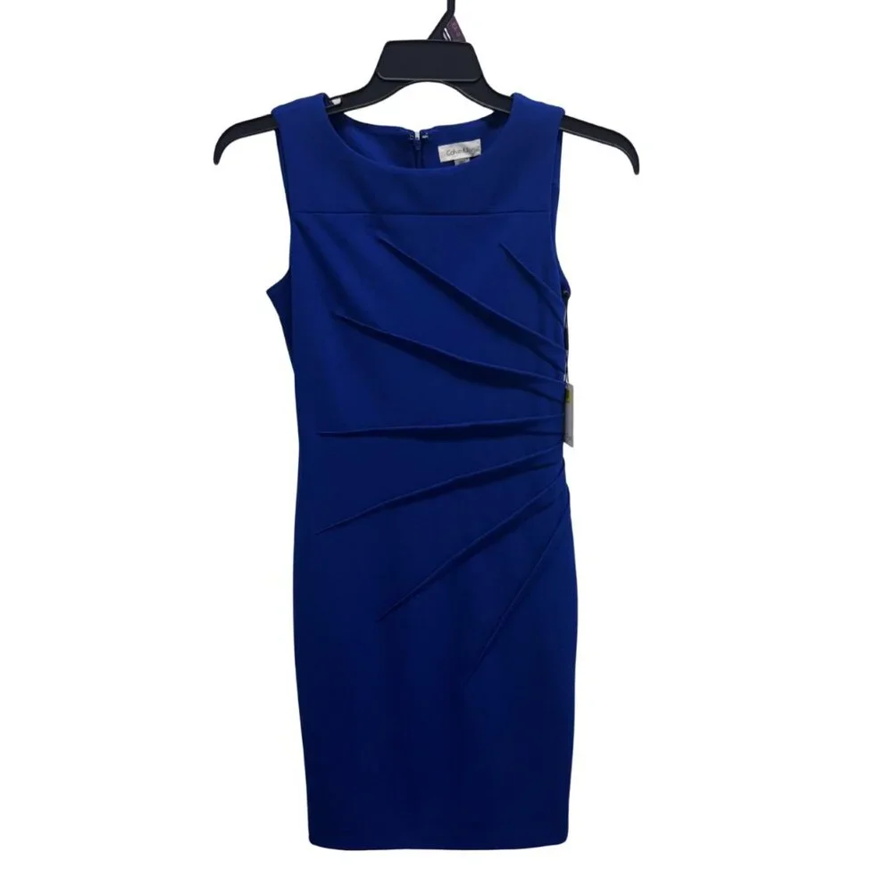 Calvin Klein Starburst Sheath Dress - Size 4, Ultramarine Blue, NWT - Picture 3 of 11